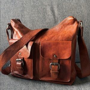 Spikes & Sparrow Brown Leather Crossbody Messenger Bag